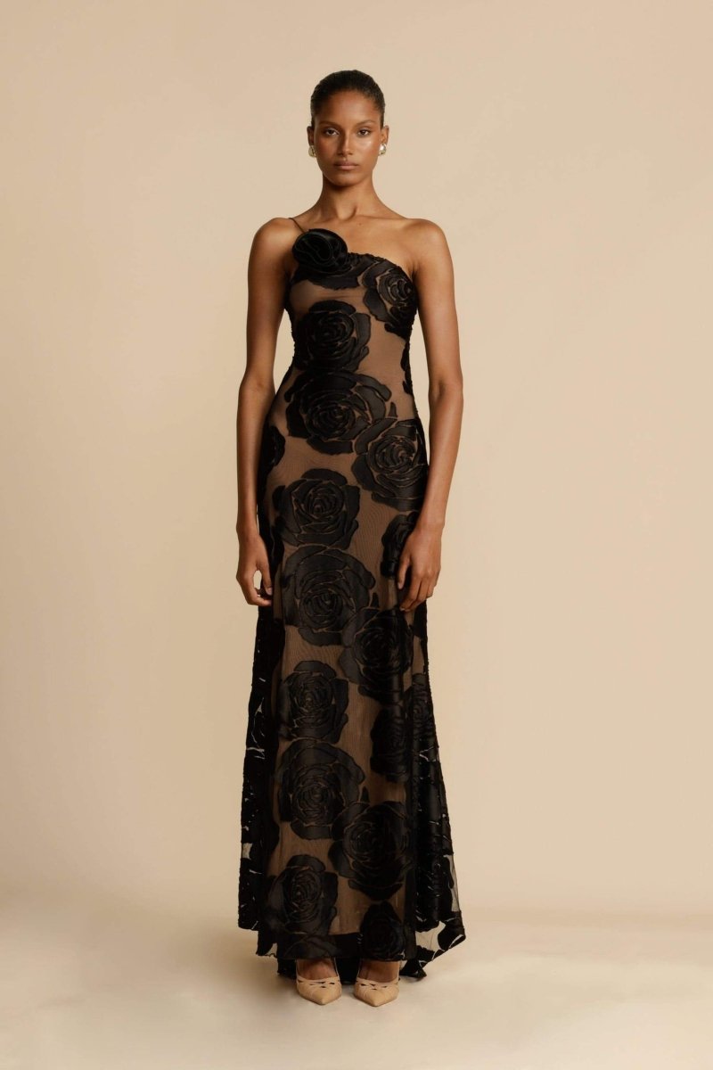 Lindsay | Elegant One Shoulder Floral Maxi Dress