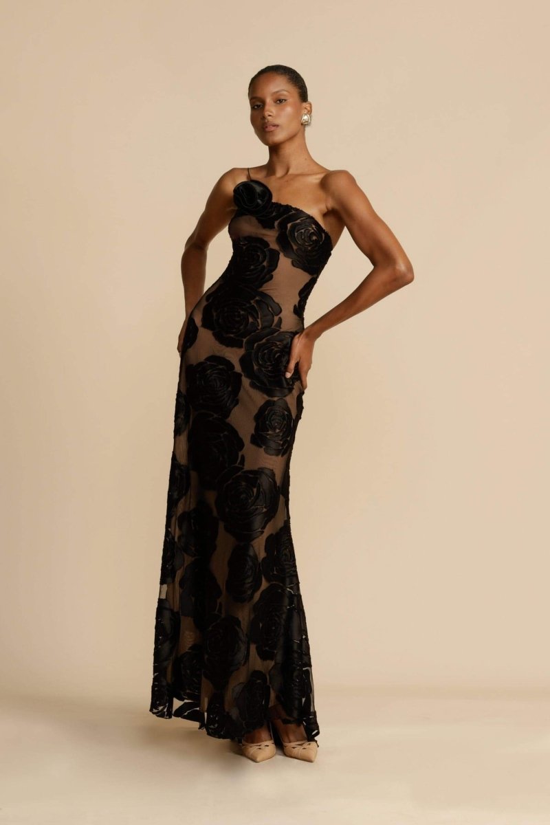 Lindsay | Elegant One Shoulder Floral Maxi Dress