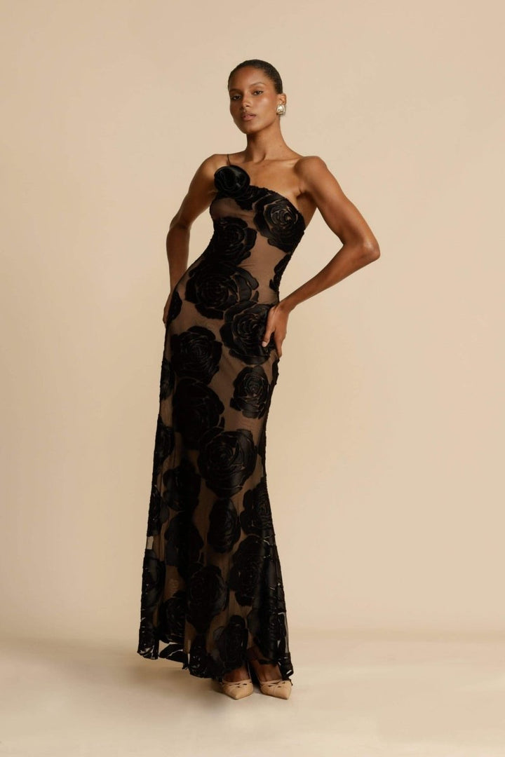 Lindsay | Elegant One Shoulder Floral Maxi Dress