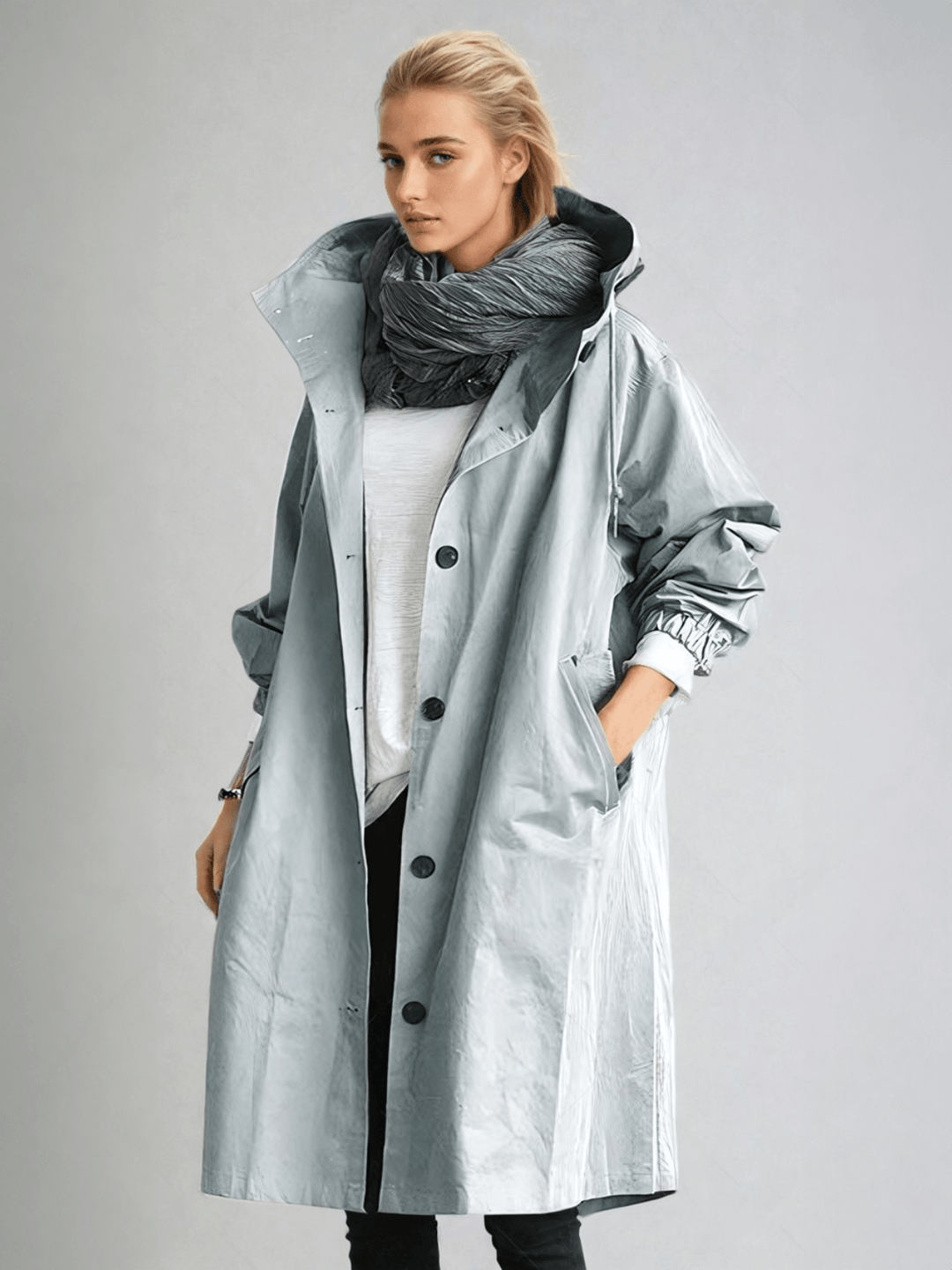 Maya | Elegant Oversized Water-Resistant Hooded Trench Coat