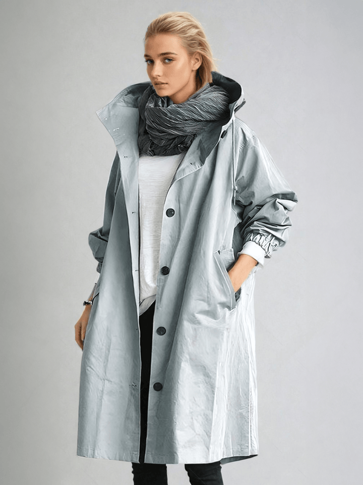 Maya | Elegant Oversized Water-Resistant Hooded Trench Coat