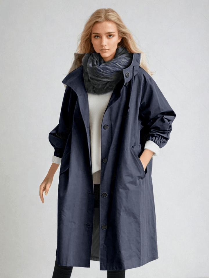 Maya | Elegant Oversized Water-Resistant Hooded Trench Coat