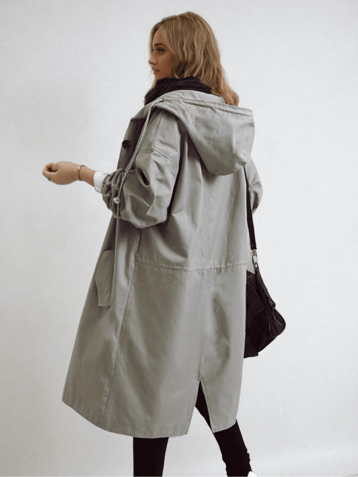Maya | Elegant Oversized Water-Resistant Hooded Trench Coat