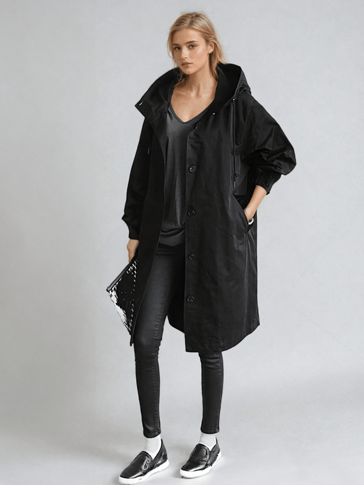 Maya | Elegant Oversized Water-Resistant Hooded Trench Coat