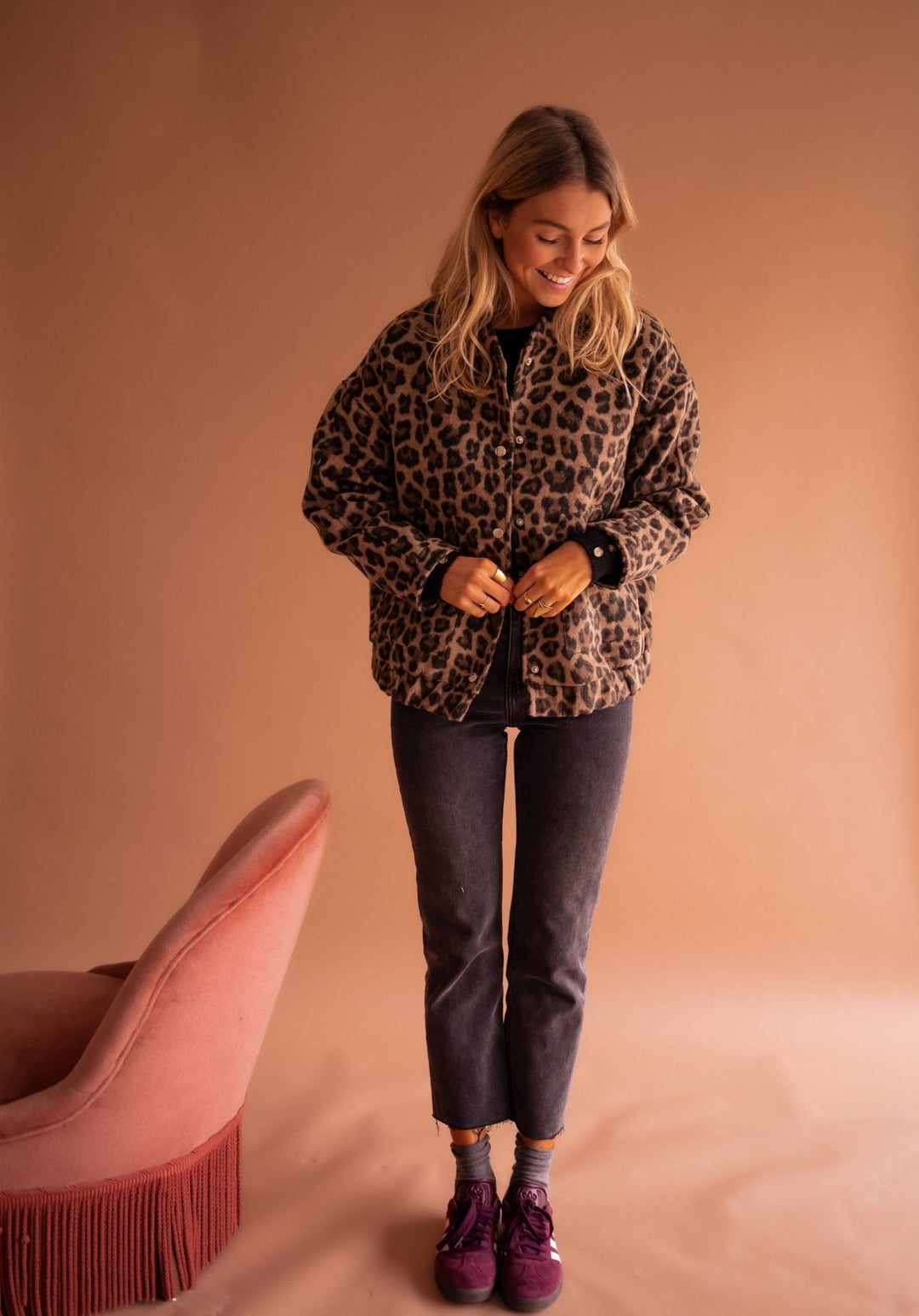 Aurora | Chic Leopard Print Button-Up Oversized Jacket