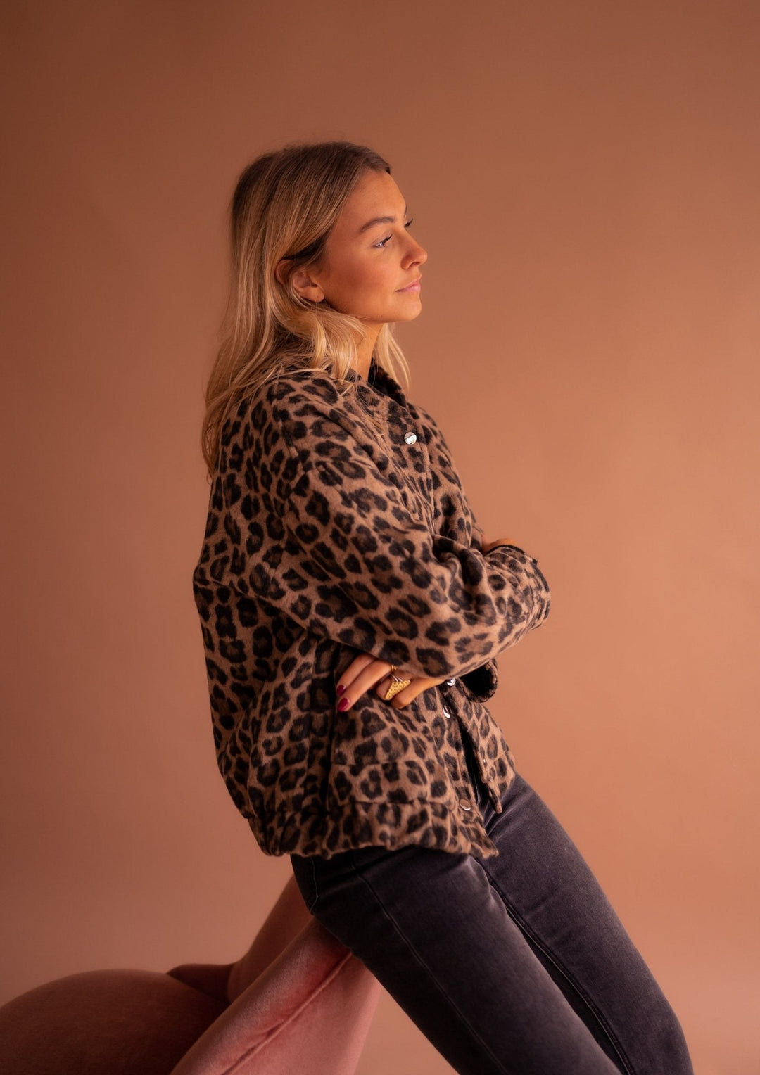 Aurora | Chic Leopard Print Button-Up Oversized Jacket