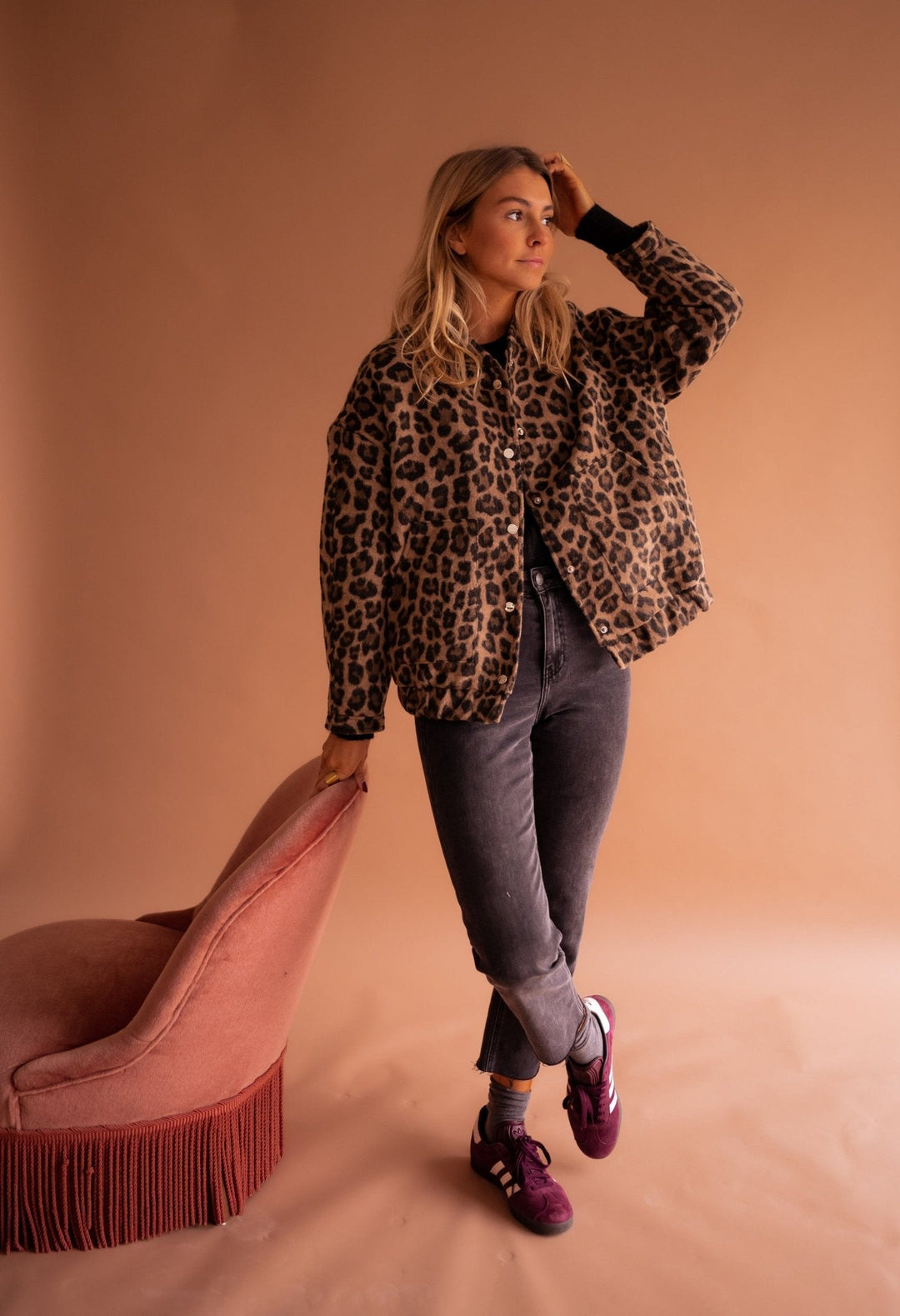 Aurora | Chic Leopard Print Button-Up Oversized Jacket