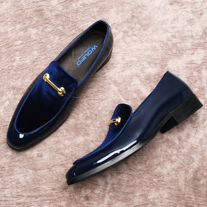 Vincenzo | Elegant Navy Blue Patent Leather Loafers