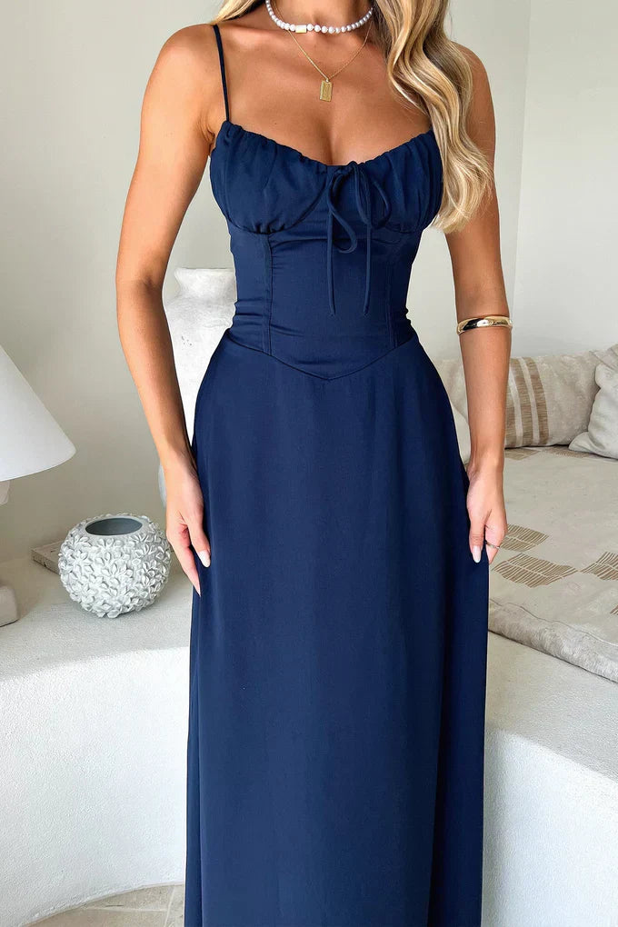 Isla | Elegant Lace-Up Bustier Maxi Dress