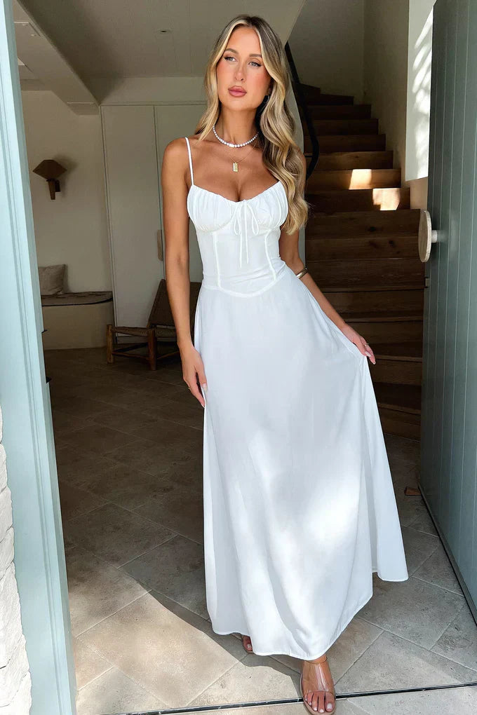 Isla | Elegant Lace-Up Bustier Maxi Dress