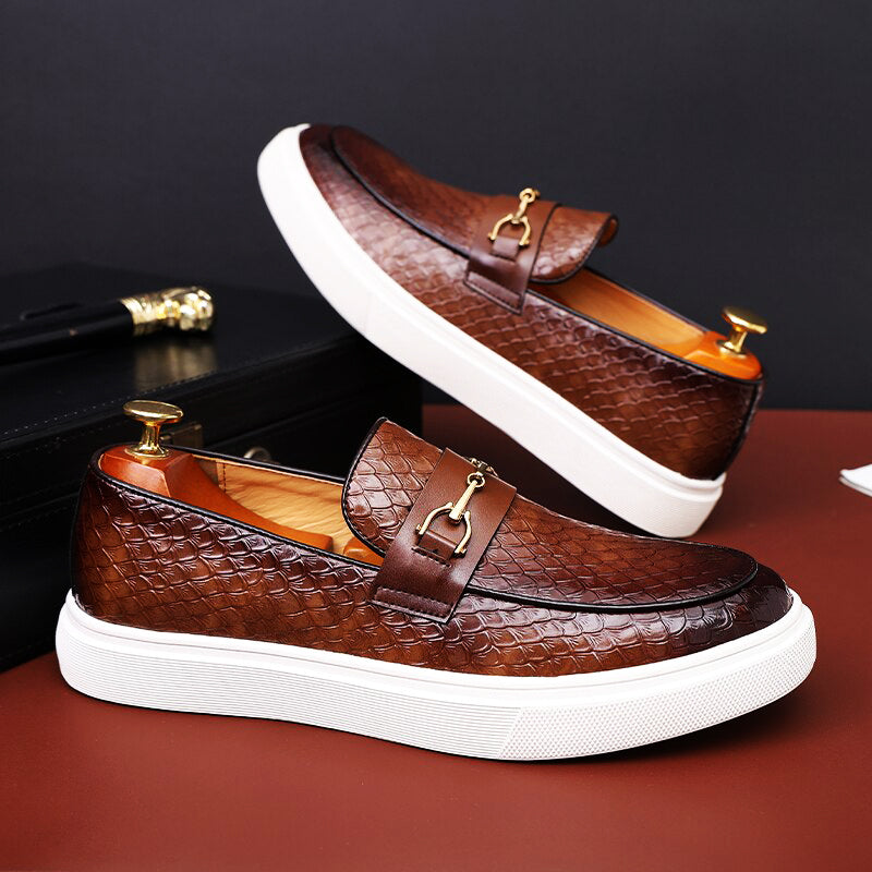 Elyse | Stylish Brown Woven Horsebit Loafers For Men