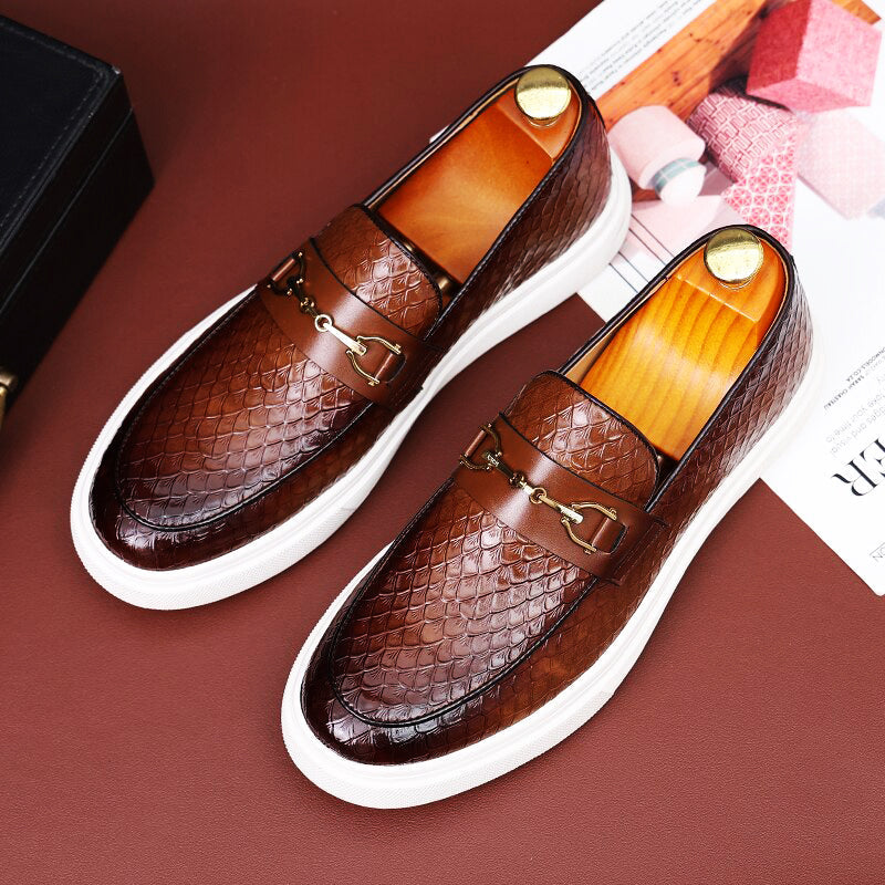 Elyse | Stylish Brown Woven Horsebit Loafers For Men