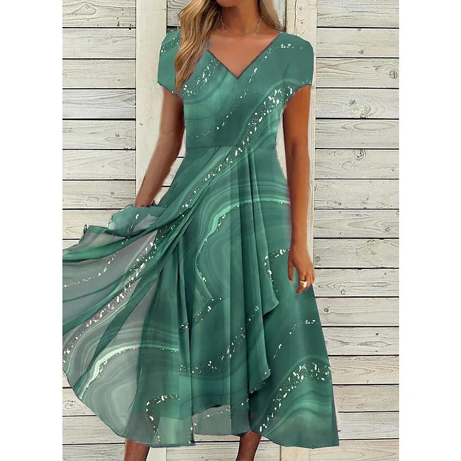 Phoebe | Elegant V-Neck Wrap Midi Dress With Sequin Details