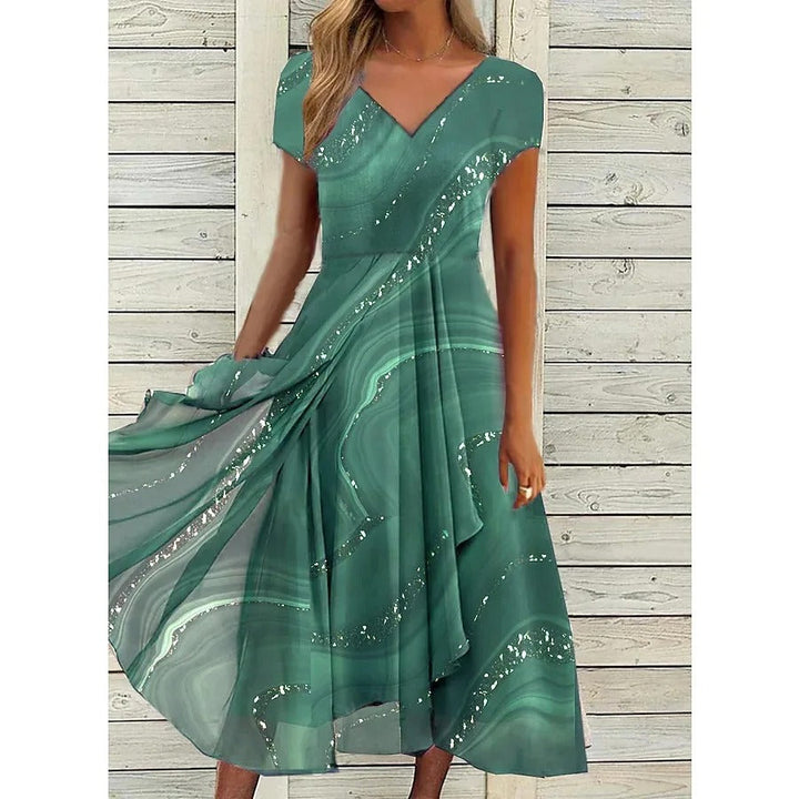 Phoebe | Elegant V-Neck Wrap Midi Dress With Sequin Details