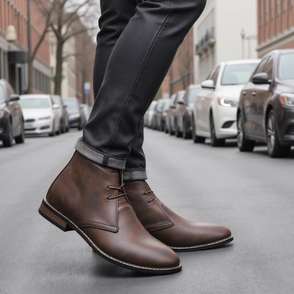 Clayton | Elegant Brown Leather Chukka Desert Boots For Men