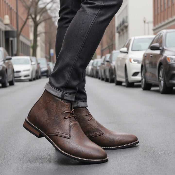 Clayton | Elegant Brown Leather Chukka Desert Boots For Men