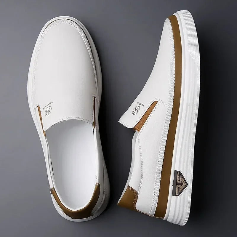 Ethan | Sleek Black Leather Slip-On Loafers For Men