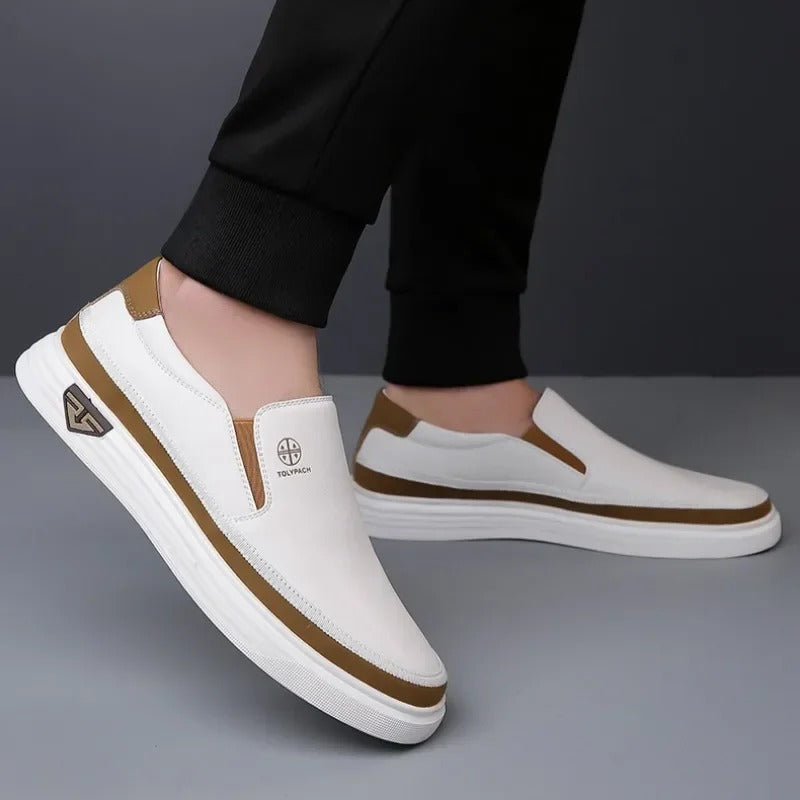 Ethan | Sleek Black Leather Slip-On Loafers For Men