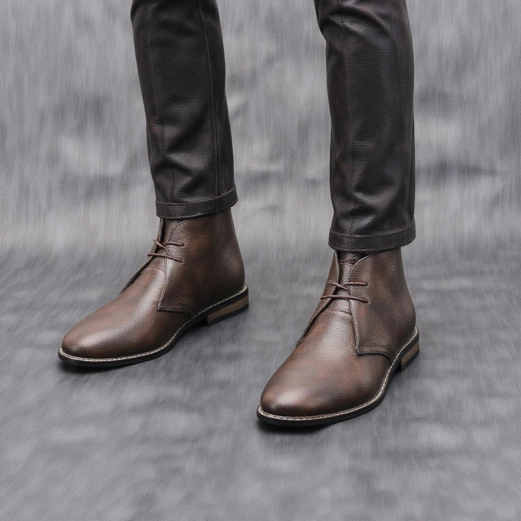 Clayton | Elegant Brown Leather Chukka Desert Boots For Men