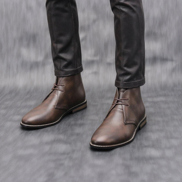 Clayton | Elegant Brown Leather Chukka Desert Boots For Men