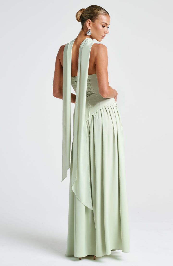 Scarlett | Elegant Halter Neck Two-Tone Maxi Gown