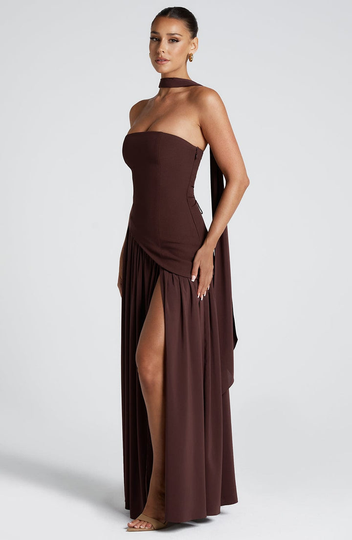 Scarlett | Elegant Halter Neck Two-Tone Maxi Gown