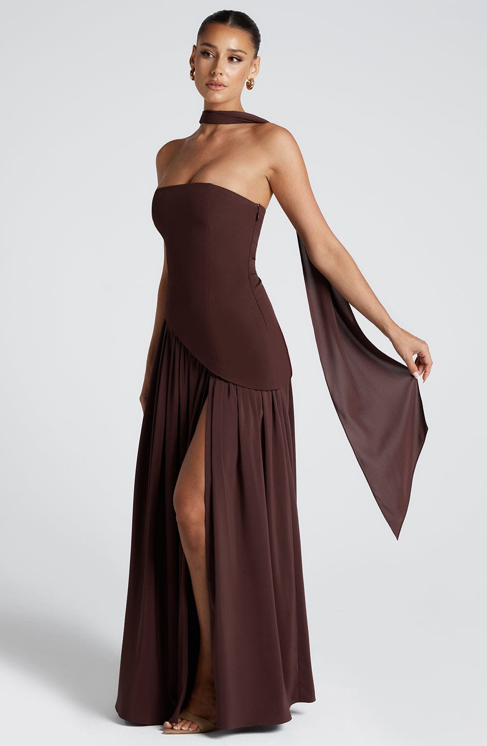 Scarlett | Elegant Halter Neck Two-Tone Maxi Gown