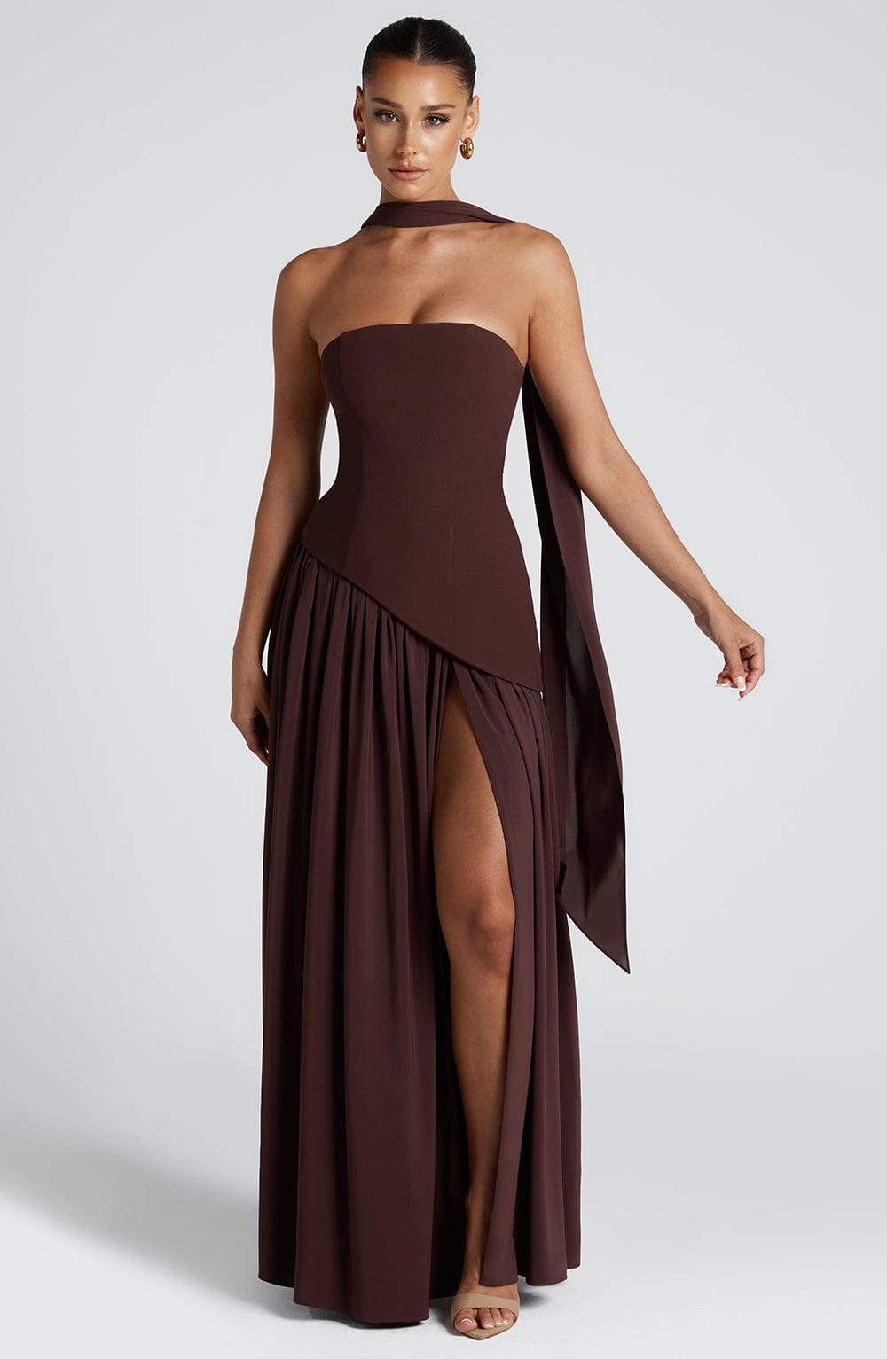 Scarlett | Elegant Halter Neck Two-Tone Maxi Gown