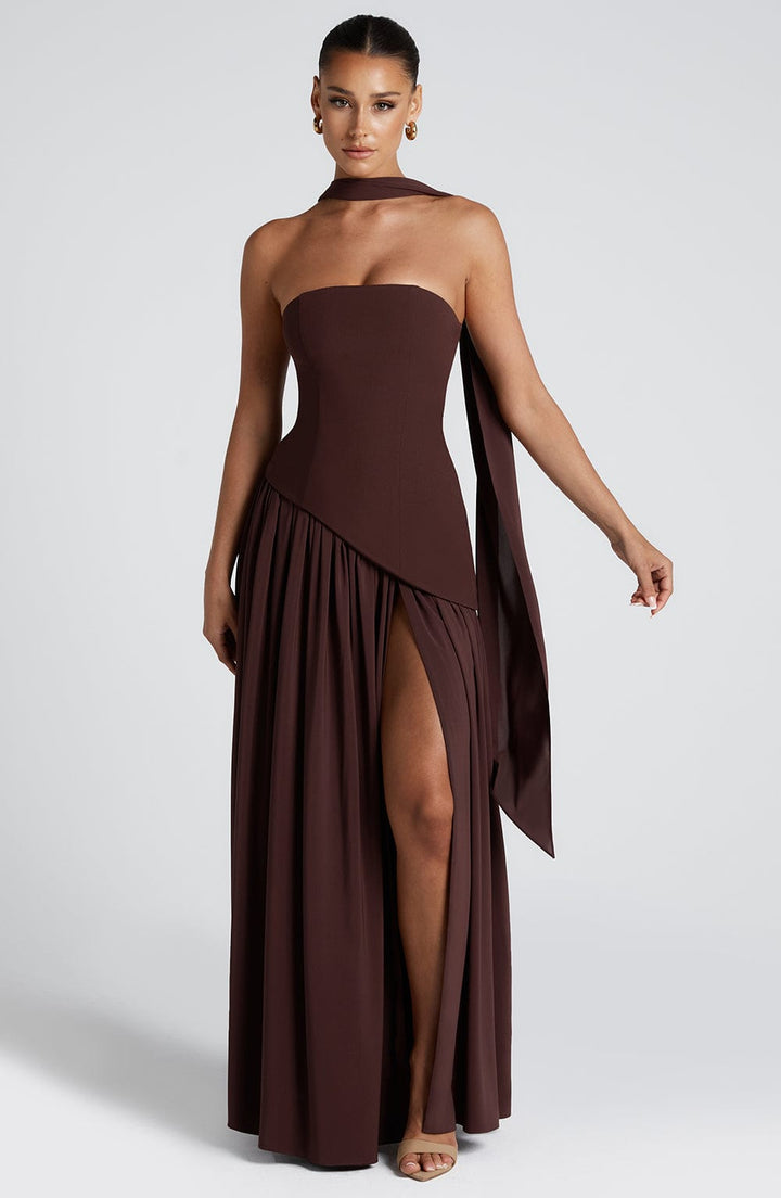 Scarlett | Elegant Halter Neck Two-Tone Maxi Gown