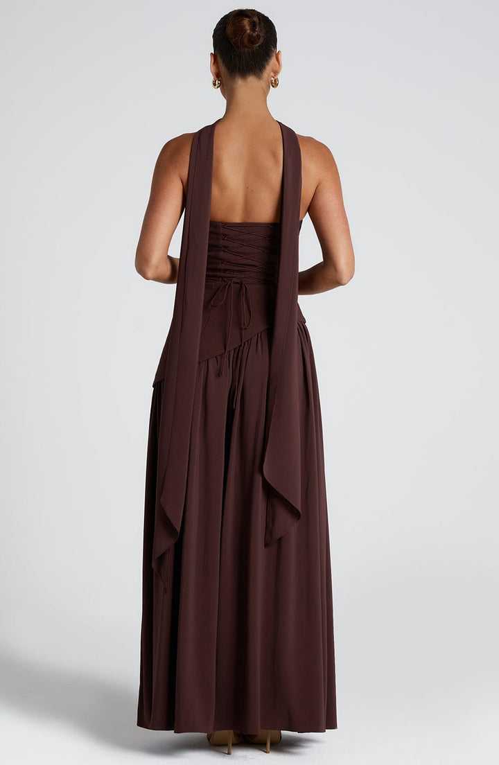 Scarlett | Elegant Halter Neck Two-Tone Maxi Gown
