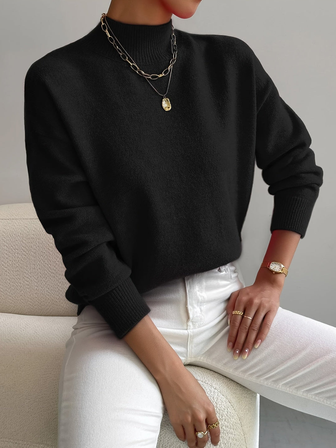 Amelia | Elegant Mock Neck Turtleneck Sweater