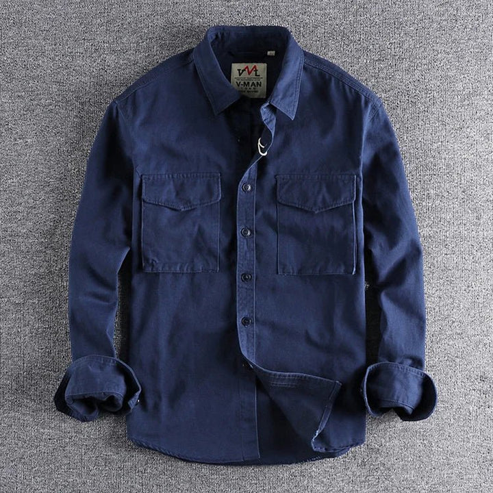 Wren | Stylish Men's Long Sleeve Button-Up Shirt With Chest Pockets