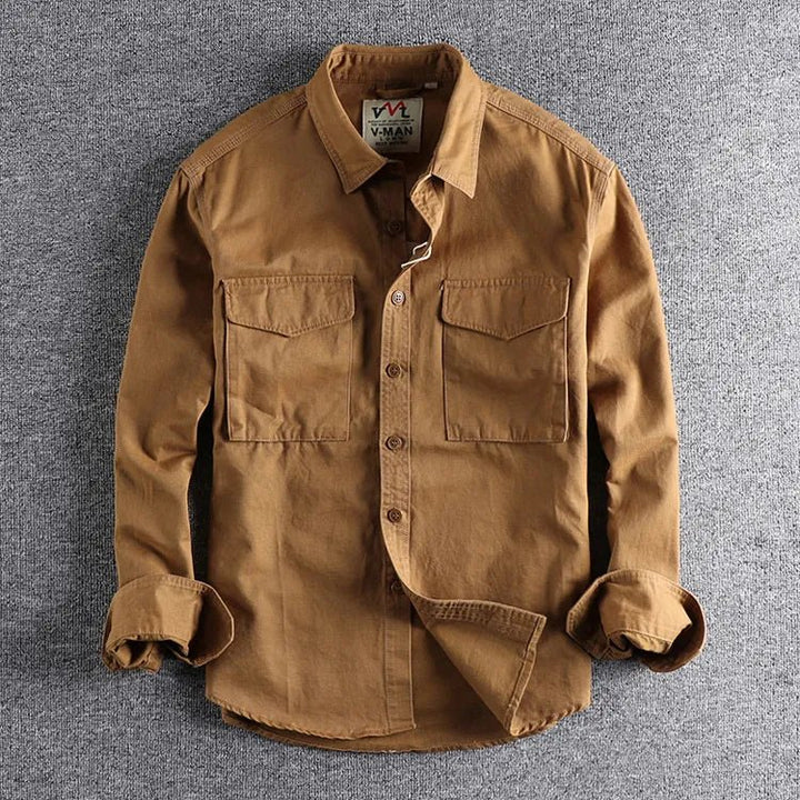 Wren | Stylish Men's Long Sleeve Button-Up Shirt With Chest Pockets