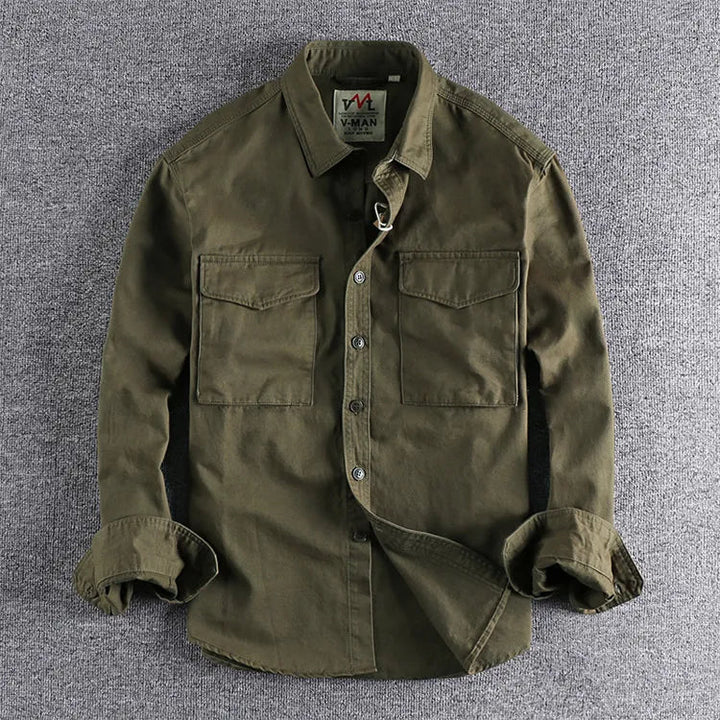 Wren | Stylish Men's Long Sleeve Button-Up Shirt With Chest Pockets