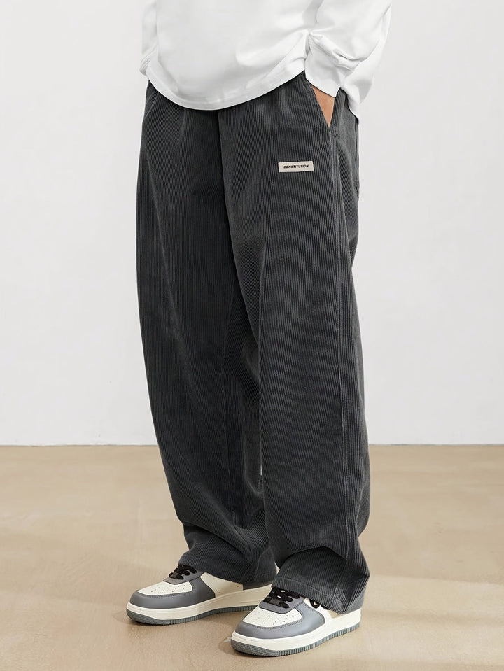 Emil | Stylish Brown Corduroy Wide Leg Pants Men's Casual Trousers