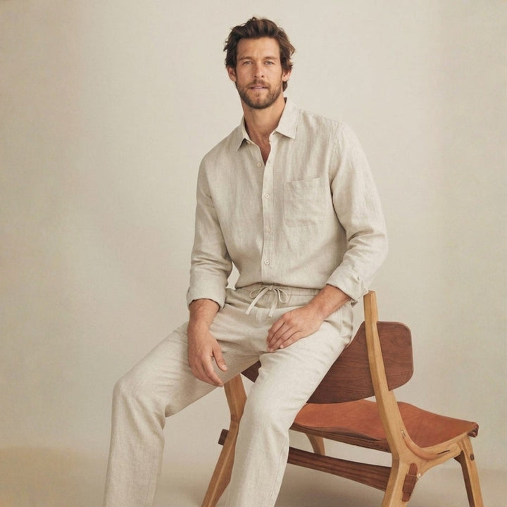 Lincoln | Elegant Linen Button-Up Shirt And Pants Set Men