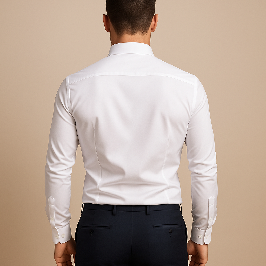 Victoria | Elegant Men's White Button Down Shirt With Paisley Trim