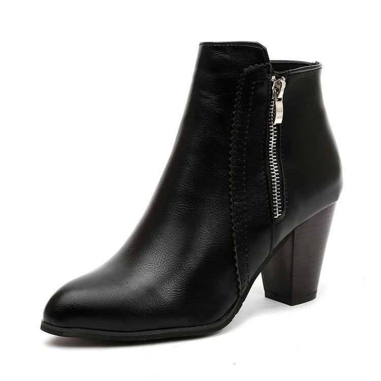 Elyse | Sleek Black Ankle Boots With Side Zip Detail