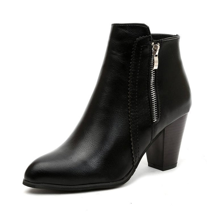 Elyse | Sleek Black Ankle Boots With Side Zip Detail