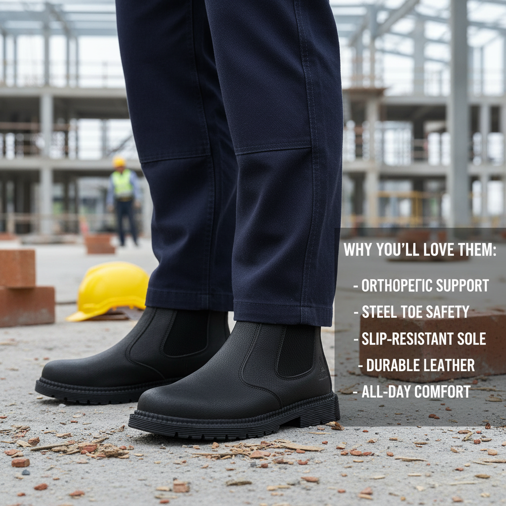 Archer | Steel Toe Leather Chelsea Boots Men - Brown Work Boots