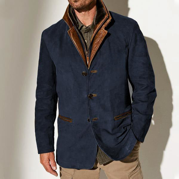 Rosanna | Stylish Men's Suede Blazer With Leather Trim Details