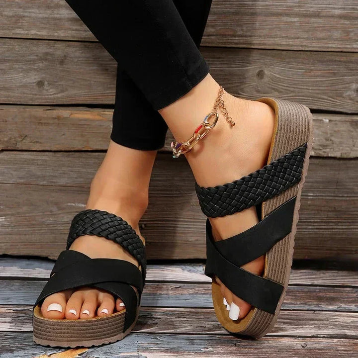 Westcliff | Stylish Brown Platform Sandals With Orthopedic Support