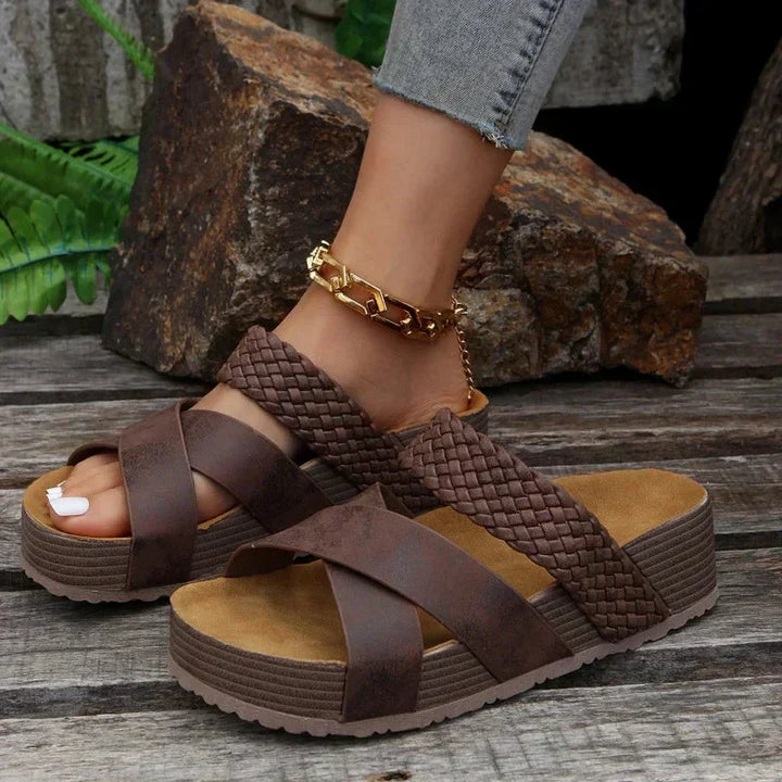 Westcliff | Stylish Brown Platform Sandals With Orthopedic Support