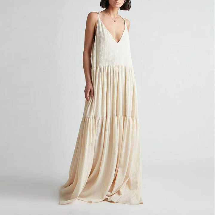 Isabella | Elegant V-Neck Tiered Maxi Dress