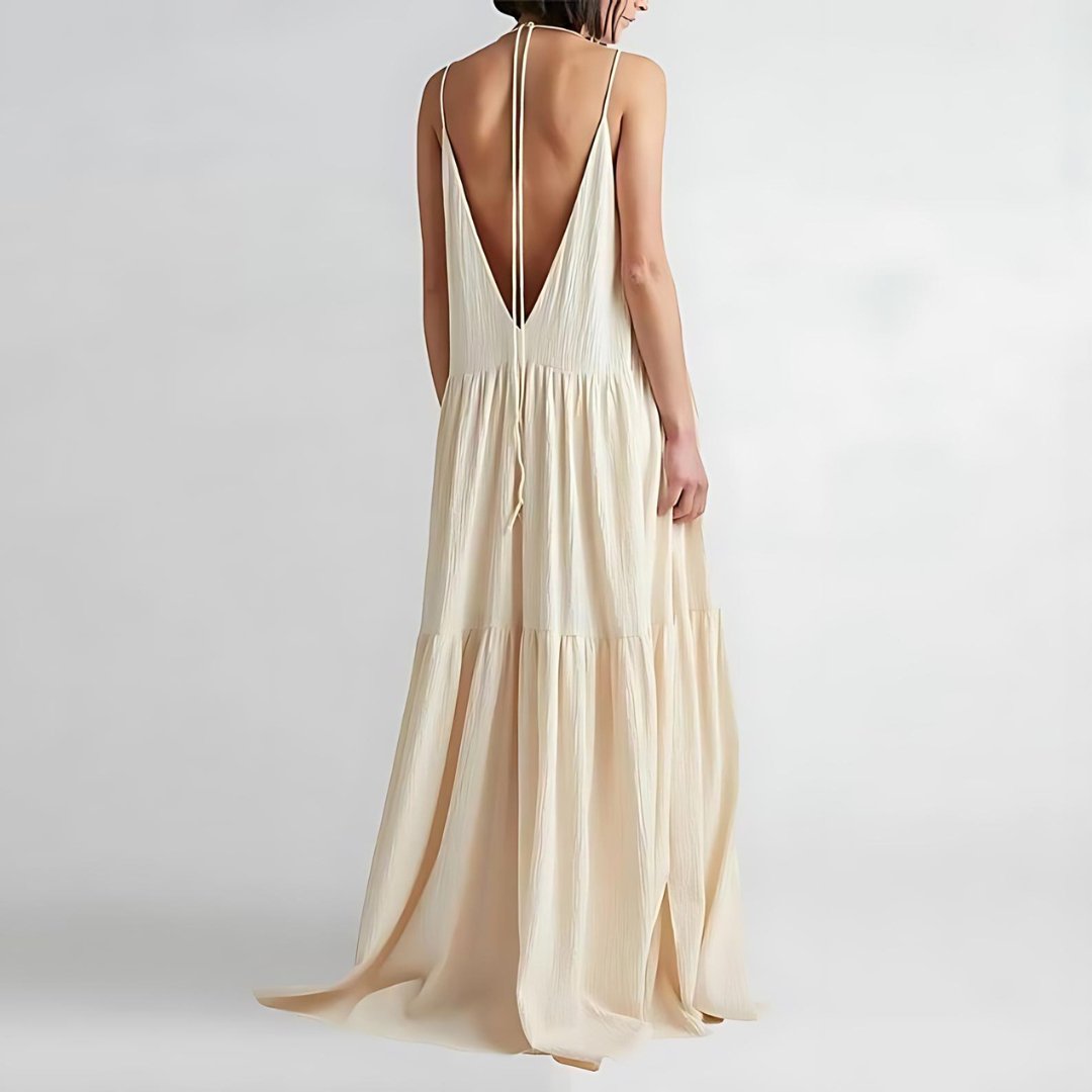 Isabella | Elegant V-Neck Tiered Maxi Dress