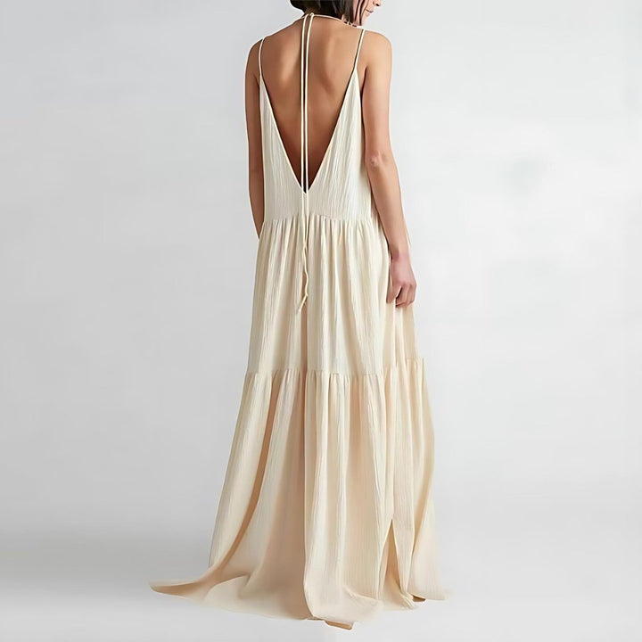 Isabella | Elegant V-Neck Tiered Maxi Dress