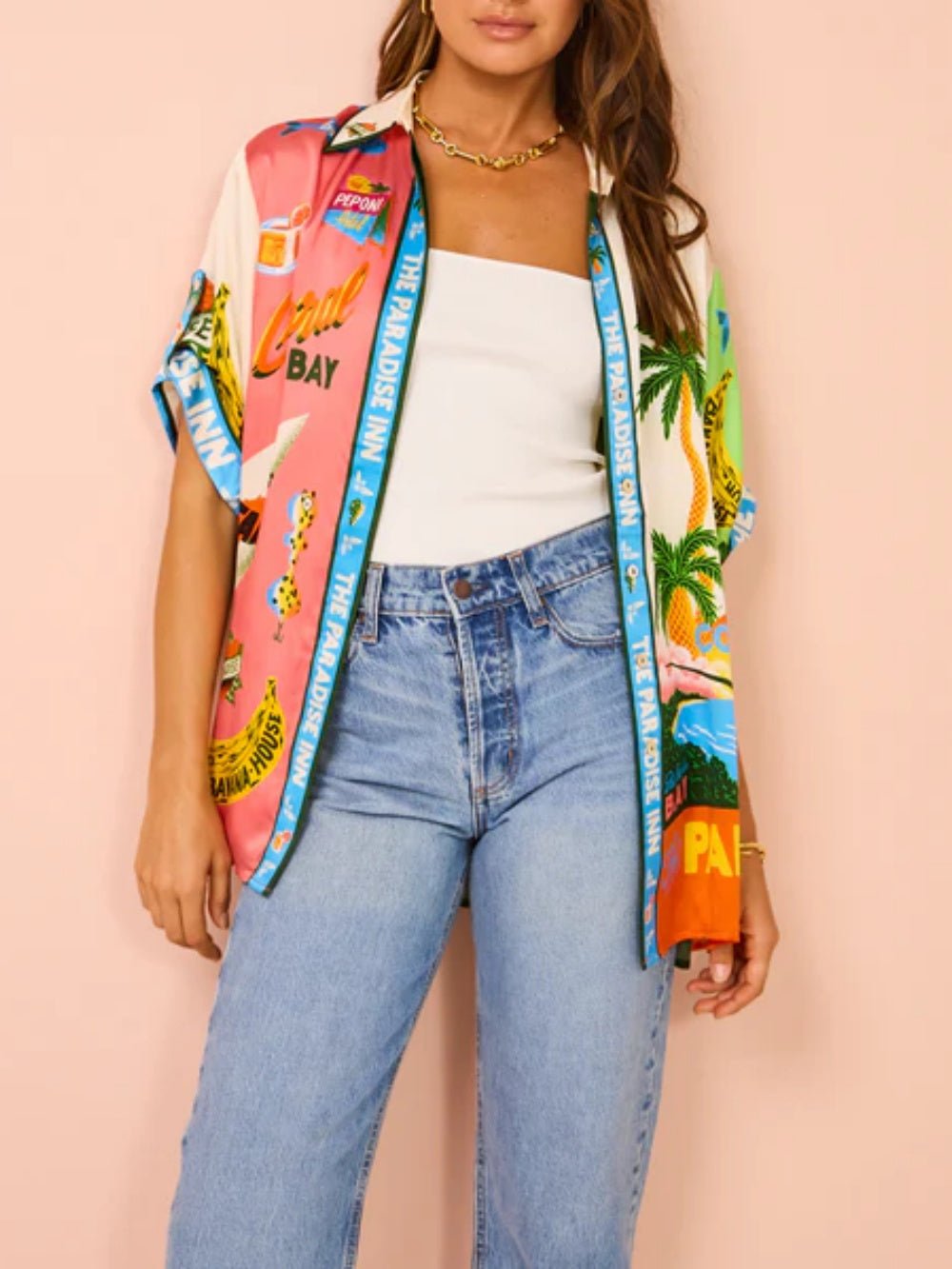Isla | Tropical Print Two Piece Set With Wide Leg Pants