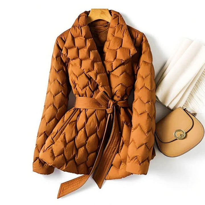 Rosemarie | Chic Quilted Belted Down Coat With Wrap Silhouette