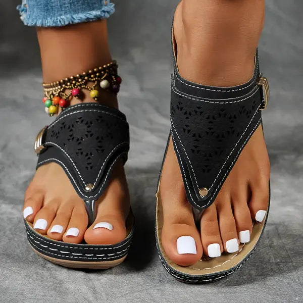 Casandra | Orthopedic Support Wedge Sandals With Adjustable Strap