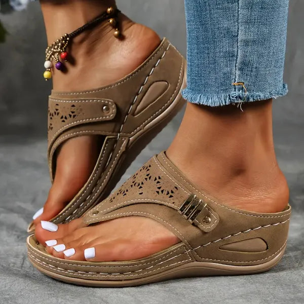 Casandra | Orthopedic Support Wedge Sandals With Adjustable Strap